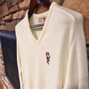 LOGO 7 Cream‎ V-Neck Keebler Ernie elf Sweater Timeless Style.